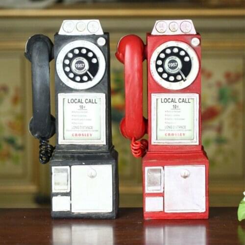 Home Decoration Vintage Telephone Model Crafts Ornaments Retro Home Furniture Figurines Phone Miniature Decoration Gift