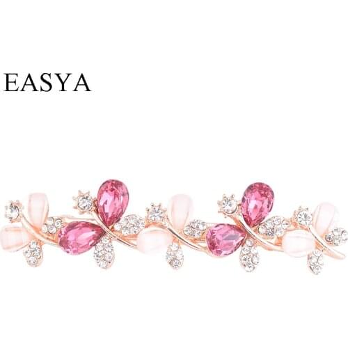 EASYA 3 Colors Fashion Shiny Butterfly Barrettes Hairwear Womens New Design Crystal Rhinestone Hairpins Jewelry