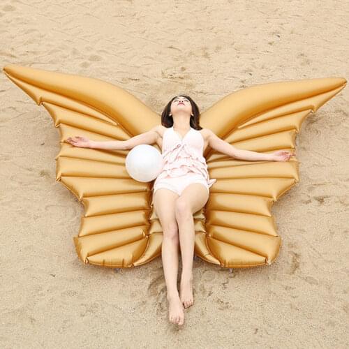 Large Size 250x180cm Angel Wings Inflatable Pool Floating Air Mattress Lazy Water Party Toy Butterfly Swimming Raft Piscina