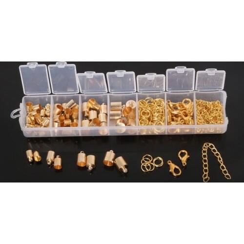 End Bead Caps Connector/Open Jump Ring/Lobster Clasp Extension Chain Box Set for Jewelry Findings DIY Earrings Necklace Bracelet