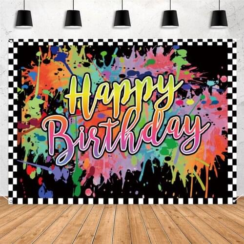 Colorful Backdrop for Birthday Party Photography Background Happy Birthday Party Banner Kids Cake Table Decoration HappyBirthday