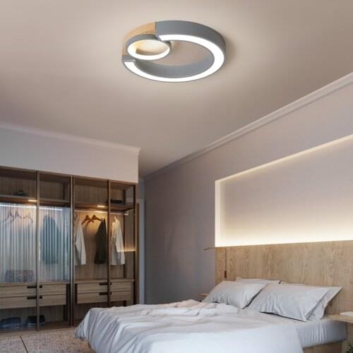 Round Ceiling Lamp for Living Room Bedroom Study Room Nordic Simple Modern Wooden/Aluminum Warm Ceiling Lamp Mounted 110V 220V