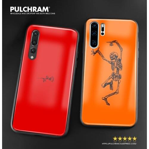 Minimalism art Orange soft silicone glass phone case cover shell for Huawei Honor V Mate P 9 10 20 30 Lite Pro Plus Nova 2 3 4 5