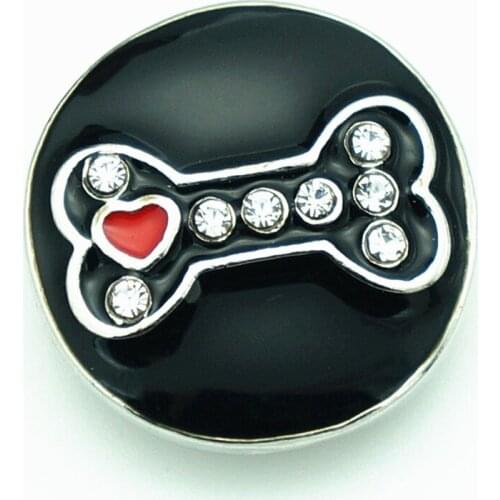 Fashion beauty Lovely love bones Rhinestone 20MM metal snap buttons fit snap bracelet snap jewelry wholesale KZ1488