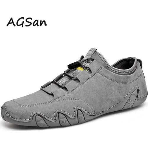 AGSan Men Sneakers Genuine Leather Walking Shoes Outdoor Lace Up Male Trainers Plus Autumn Winter Krasovki Mens Sport Shoes