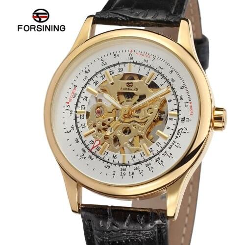 Fashion FORSINING Luxury Top Brand Men Leather Mechanical Wristwatches Automatic Self-hand Mens Watch Gifts Relogio Masculino