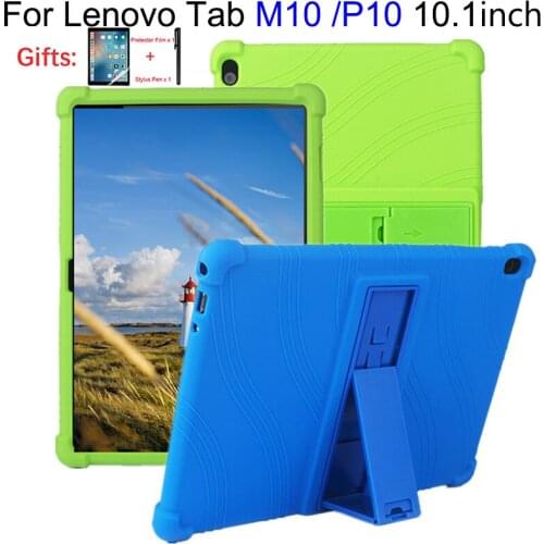 Soft Silicon Case For Lenovo tab M10 TB-X605F TB-X505L Tab P10 TB-X705F TB-X705L 10.1 inch Tablet PC Protective Case+Film+Pen