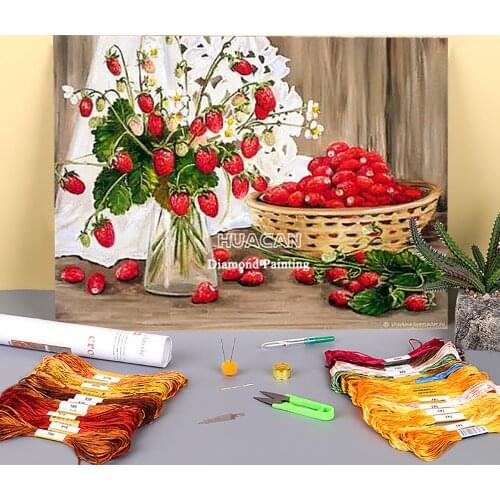 Flowers Fruit Pre-Printed 11CT Cross Stitch DIY Embroidery Complete Kit DMC Threads Handiwork Knitting Craft Handmade Home