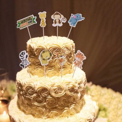 Pack of 24 Animal Style Cupcake Picees Toppers for Kids Party Baby Shower Decor