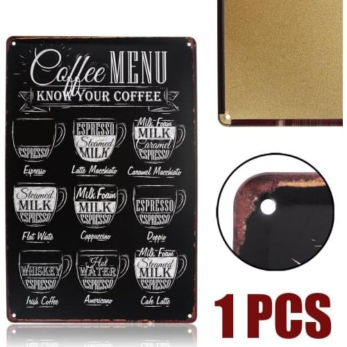 New Coffee Menu Tin Sign Plaque Decor Fashion Sheet Iron Metal Coffee Poster For Cafe Home Wall Outdoor Decor