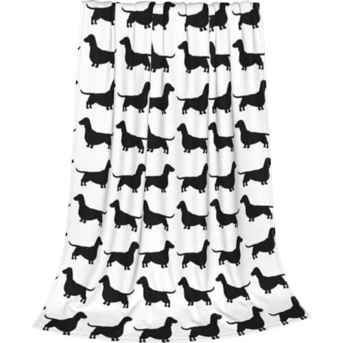 Dachshund Dog Silhouette Blanket Flannel All Season Pets Breathable Soft Throw Blanket for Home Couch Bedspread