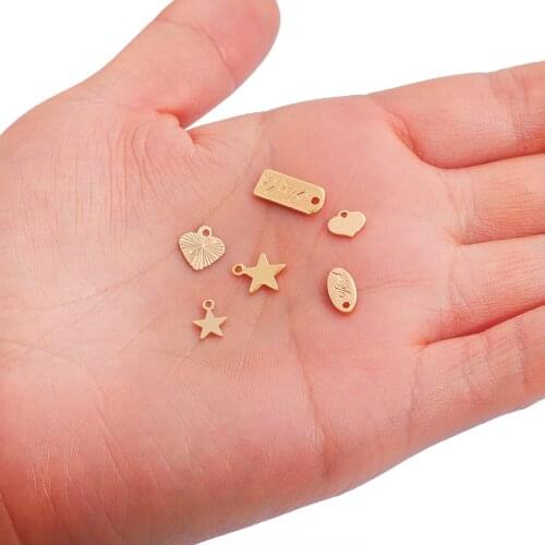 5Pcs 18K Gold Plated Copper Heart Rectangle Small Tapes Charm Pendant For Handmade DIY Necklace Earrings Jewelry Findings Making