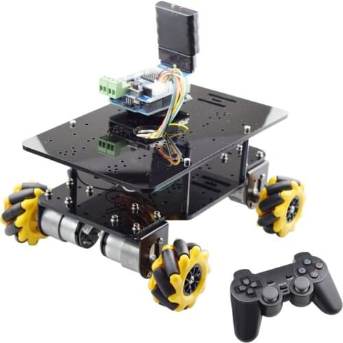 PS2 Control 5KG Load Double Mecanum Wheel Robot Car Chassis Kit with 4pcs Speed Encoder Motor for Arduino DIY STEM Toy Parts