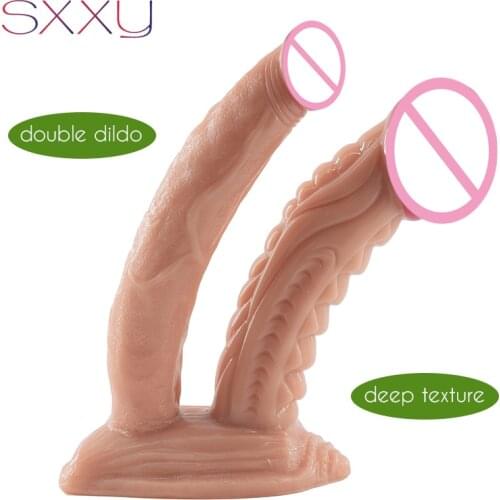 SXXY Double Penetration Realistic Dildo for Women Long Curve Penis Lesbian Stimulate Strapon Adults Sex Toys G-Spot Masturbator