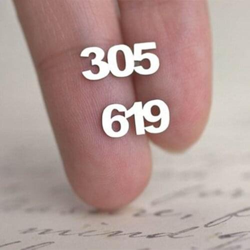 Personalized Old English Numbers Stud Earrings Women Custom Jewelry Area Code Pendientes Mujer Moda Save The Date Earring Gift