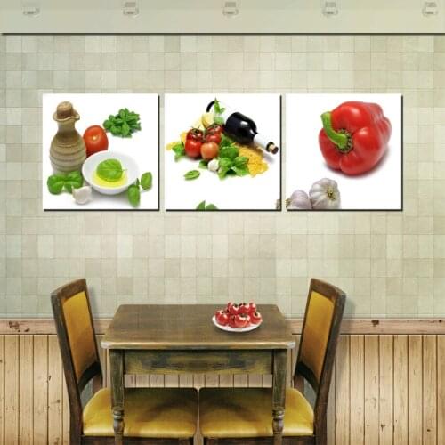 Modern Painting Pictures On Wall For Home 3 Pieces Set Vegetables And Seasoning Art Canvas Paintings Printing Kitchen Room Decor