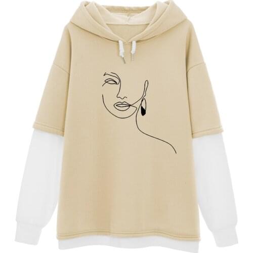 Contrast Patchwork Hoodie Girls Fashion Color Block Hoodies Sweatshirts for Women Hooded Sweater Warm Aesthetic Korean Clothes