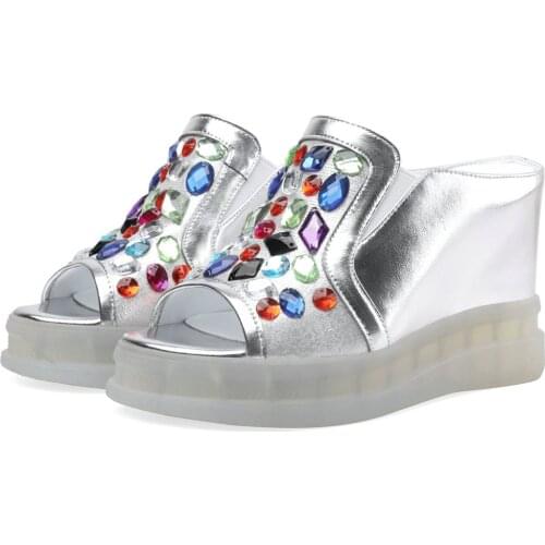 Platform Pumps Shoes Women Genuine Leather Wedges High Heel Gladiator Sandals Female Round Toe Fashion Sneakers Casual Shoes