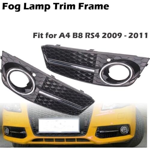 Fog Light Frame Cover Trim Front Bumper Lamp Grille Cellular Grid Fit For Audi A4 B8 RS4 Style 2009-2012 Car Accessories