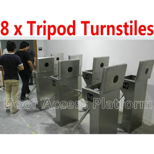 8 x Tripod Turnstile,Factory Turnstile gate,Hotel Pedestrian passageway access control gate Waist high Access Control system kit