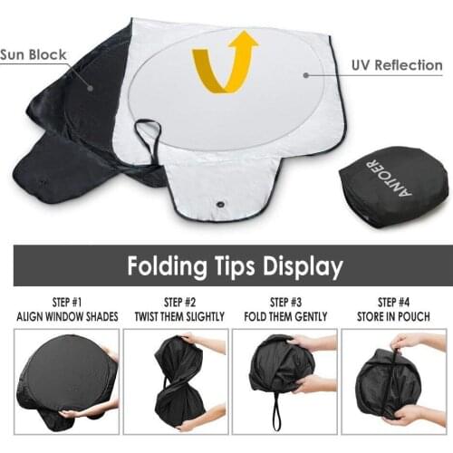 160*86cm Universal Car Folding Sun Shade Cover Front Window Windshield Windscreen Sun Visor UV Coating Reflection Easy Pack