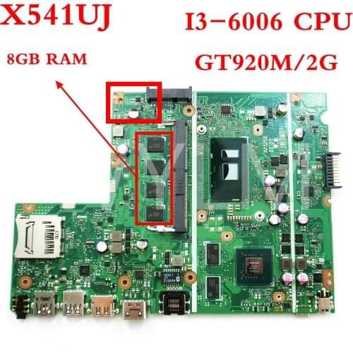 X541UJ GT920M/2G With I3-6006 CPU With 8GB memory mainboard For ASUS X541UVK X541UJ X541UV laptop motherboard Tested Working