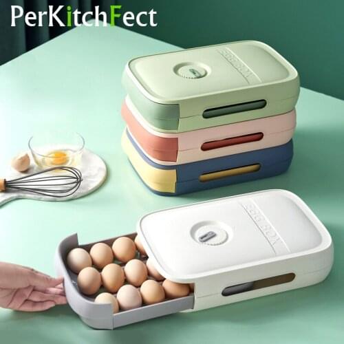 Egg Storage Box Drawer Type Egg Holder Plastic Food Container Household Organizer Dumpling Box Refrigerator Kitchen Egg Tray