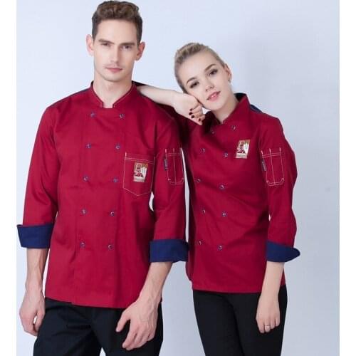 Restaurant Chef Uniform Long Sleeve Adult New Autumn and Winter Kitchen Equipment Wear Uniforms Male Chef Jacket B-5923
