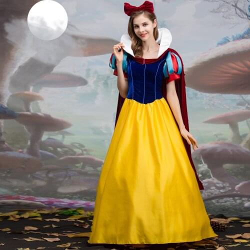 Women fantasia Princess Snow White Cosplay Costume Carnival Party Dress Women Adult Snow White Halloween Costume