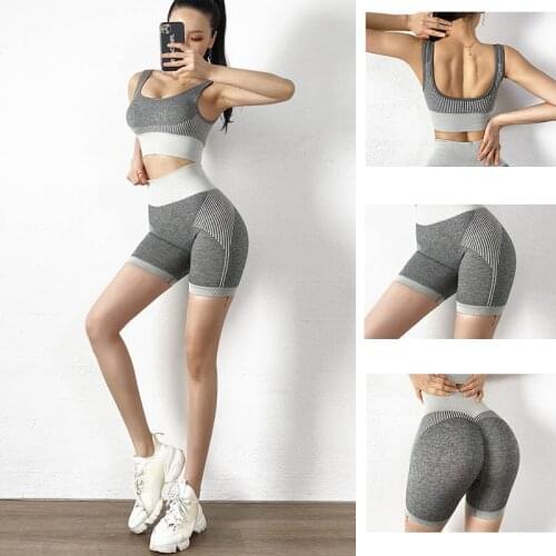 Women Yoga Set Seamless Gym Clothing Bra+Shorts Fitness Sports Suit Workout Set Female High Waist Sportswear Training Tracksuit