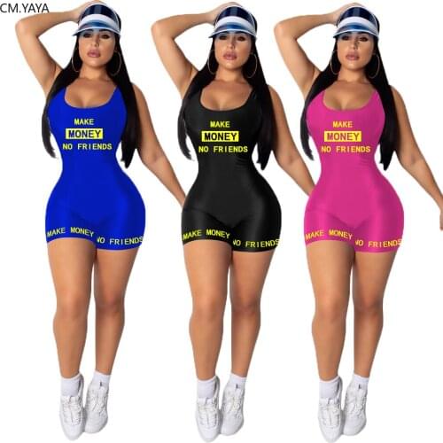 2020 Women Summer Jumpsuits Rompers Fitness Playsuits Letter Print O-Neck Street Sexy Night Club Party One Piece Outfits GL0022