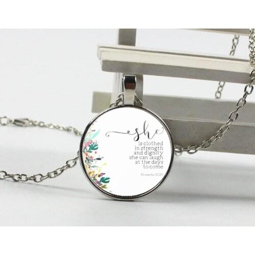 ZUWEI WU brand religious jewelry she wears strength and dignity rumors 31:25 Bible chapter necklace stimulates the gift of femal