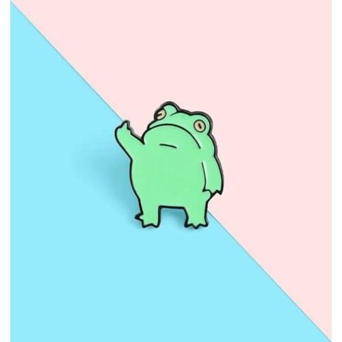 Good Quality 1 pc Cartoon Frog Prince Enamel Brooch Pins Badge Lapel Pins Brooches Alloy Metal Lightweight Jewelry Accessories