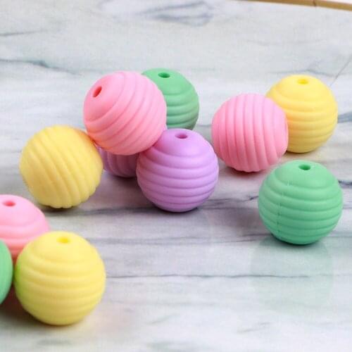 *10pcs Round Silicone Beads Food Grade Baby Teether Rodents BPA Free Teething Bite Toys DIY Necklace Pacifier Chain Tool