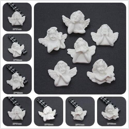 10cs Cute New Resin White European Cupid Angel Cameo Miniature Flatback Cabochon Art DIY Craft Decoration