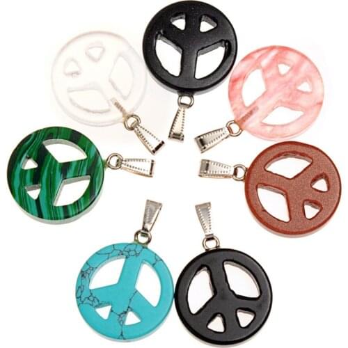 12pcs Spiritual Healing Green Turquoises Cute Pendants Energy Chakra Love Peace Mark Lucky Wish Quartz Stone Agates Charms Free