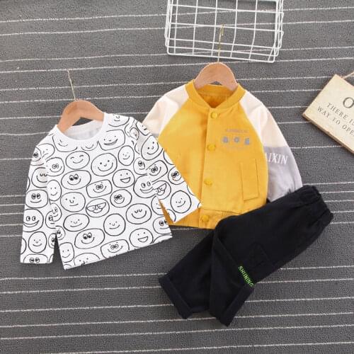 New Casual Kids Clothing Sets Clothes Baby Suits Boys Spring Autumn Clothing Print Children Clothes Fashion Cotton 3 Pcs 1-5 Y