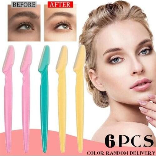 6Pcs/set Portable Women Eyebrow Trimmer Hair Remover Set Women Face Razor Eyebrow Trimmers Blades Shaver for Makeup Cosmetic Kit