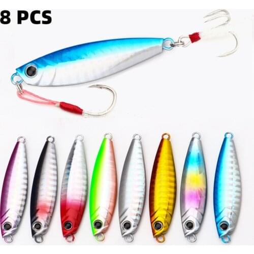 8 Pcs/lot New Cast Metal Bait Spinner Spoon Fishing Lures Jigs Trout Fishing Hard Baits Tackle Pesca Fish Jigging Set