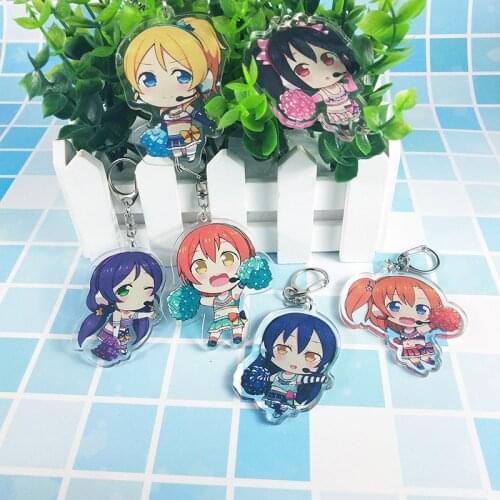 Acrylic key chain Love Live Kotori Minami Nico Cheer Girls Doubleside Key chians cute keychain sleutelhanger