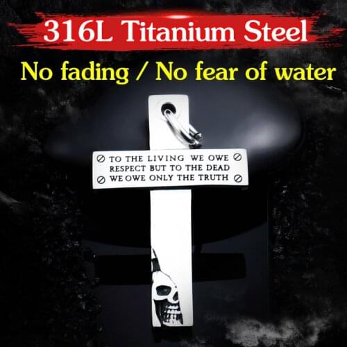 BEIER Leather Stainless Steel Bible Cross Pendant Chain Necklace Skull choker Jewelry for man women Hot Selling BP8-336