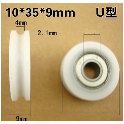 Free Shipping 10PCS DKL-108 bearing Nylon pulley U groove 10X35X9 mm wheel for rope or wire