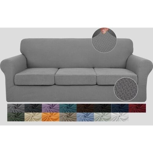 Pure color knitted rope knot jacquard thickened stretch sofa cover independent seat cushion all-inclusive combination cushion