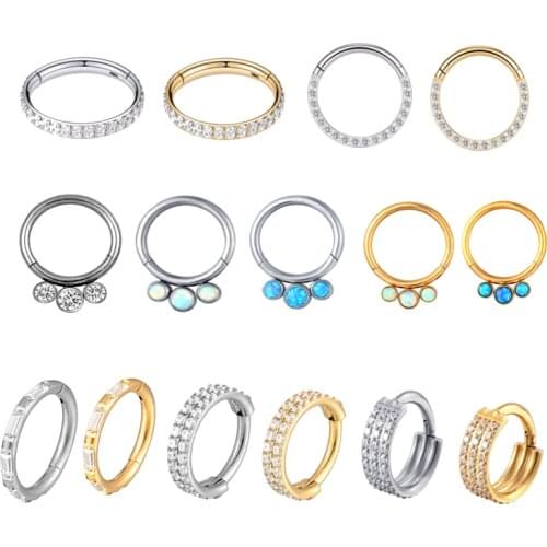 Surgical Stee Hoop Piercing High Quality Zircon Stone Hight Segment Rings Open Small Septum Piercing Nose Earrings Body Jewelry