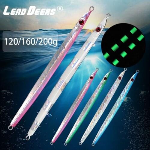 Leaddeers High Quality Jigging Lure Lead Fish Metal Jigs 120 160 200g 4 Colors Saltwater Fishing Lure Deepsea Iron Plate Bait