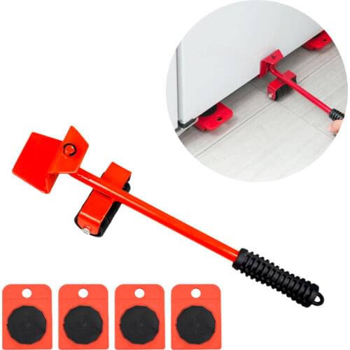 Dropshipping Furniture Mover Set Furniture Mover Tool Transport Lifter Heavy Stuffs Moving Wheel Roller Bar Hand Tools 5 Pcs Set