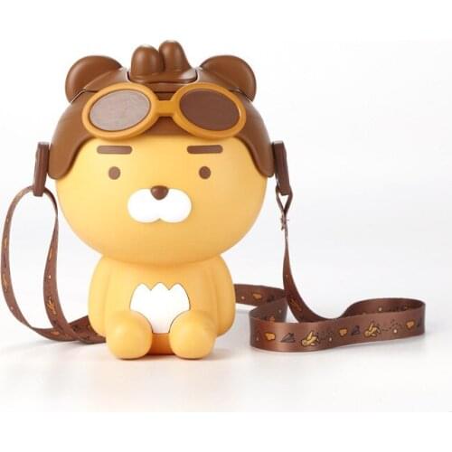 Bear Straw Cup Pilot Flip Cartoon Childrens Plastic Fall Resistant Kettle Messenger Bag Cute Korean Baby Fall Proof