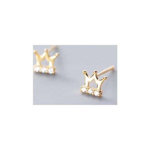 Fashion Simple Gold Plated Zircon Crown Stud Earrings Elegant Princess Accessories Wedding Stud Earrings Leisure Party Jewelry