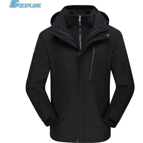 Goexplore Double layer Hiking Jacket Men Winter Outdoor Camping Climbing Coat breathable Waterproof Jacket Windbreaker Male