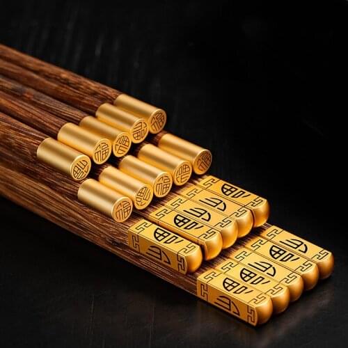 10 Pairs/Lot Chinese Natural Wooden Home Dinnerware Set Simple No Lacquer No Wax Healthy Sushi Rice Chopsticks Hotel Tableware